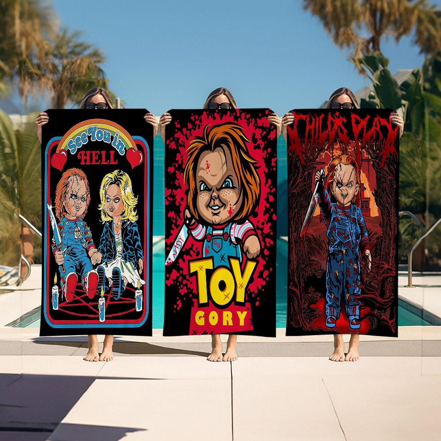Ka Chen Muda Chucky Horrorfilm Mikrofaser Strandtuch, B: 40 cm, H: 60 cm - Bild 2