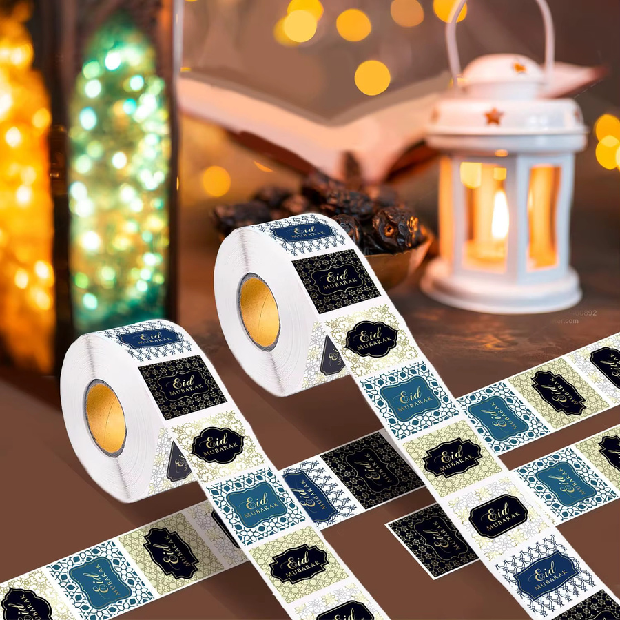500 Stück Eid Mubarak Aufkleber als selbstklebende Etiketten für Ramadan, islamische Partydekoration und Geschenkverpackungen - Bild 5