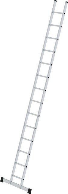 PROREGAL Sprossen-Anlegeleiter aus Aluminium in Silber mit 14 Sprossen, Breite: 35 cm, Höhe: 150 cm - Bild 1