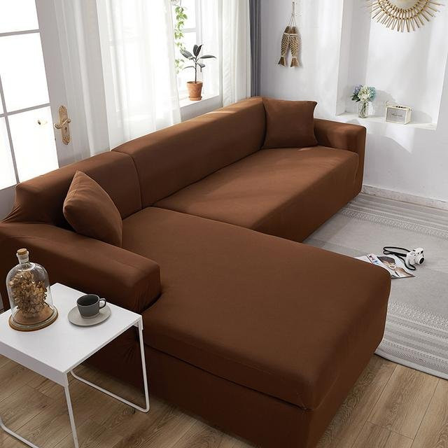 Housmife Ecksofa-Bezug aus elastischem Spandex für L-förmige Sofas, Farbe: Lichtkaffee, Größe: XLarge (235-300 cm) - Bild 1