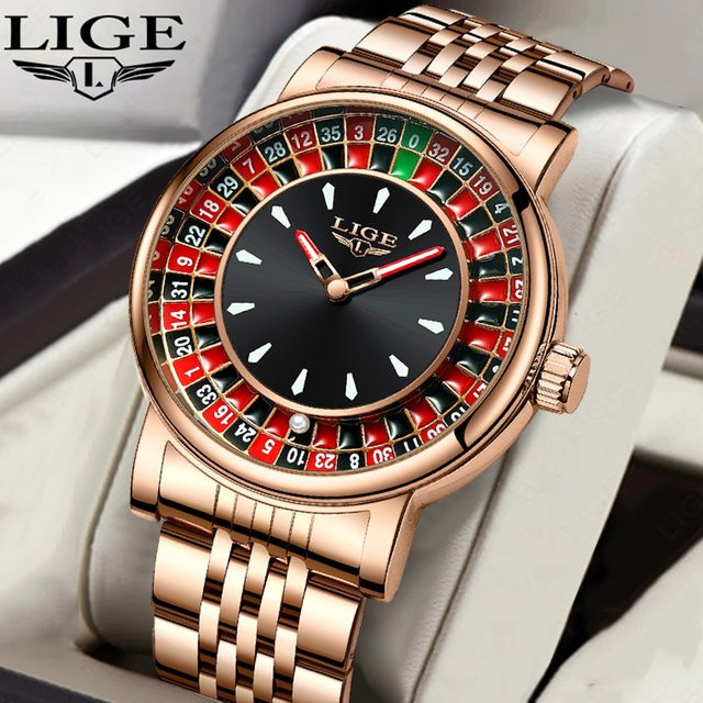 LIGE Armbanduhr Edelstahl, Roségold, Quarz, Herren - Bild 1