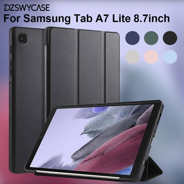 DZSWYCASE Schutzhülle für Samsung Galaxy Tab A7 Lite 8,7 Zoll in Grau oder Schwarz mit stoßfestem PU-Leder und dreifach faltbarem Standfunktion sowie Auto-Wake-Sleep-Funktion - Bild 1
