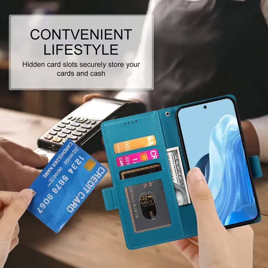 Luxus Flip Ledertasche Wallet Cover für Samsung Galaxy A-Serie in Rot - Bild 2