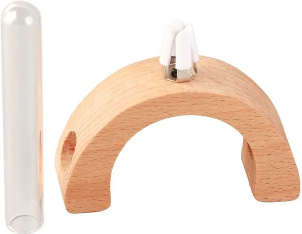 Tooarts Autovase für die Lüftung mit Flaschenform aus Holz und Glas in Braun und Transparent zur Dekoration von Schnittblumen - Bild 1