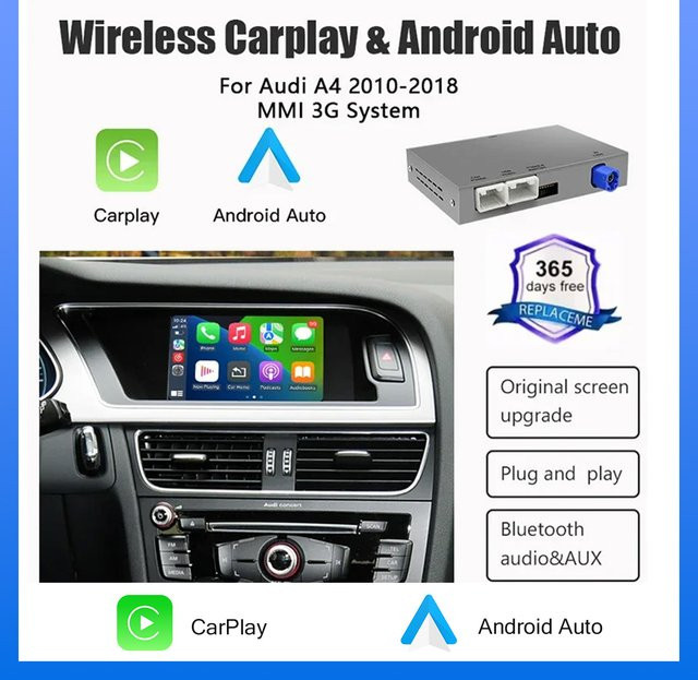 AUTOABC Kabelloses CarPlay und Android Auto Interface für Audi A4 A5 Q5 3G MMI-System mit MirrorLink, AirPlay und Navigation - Bild 1