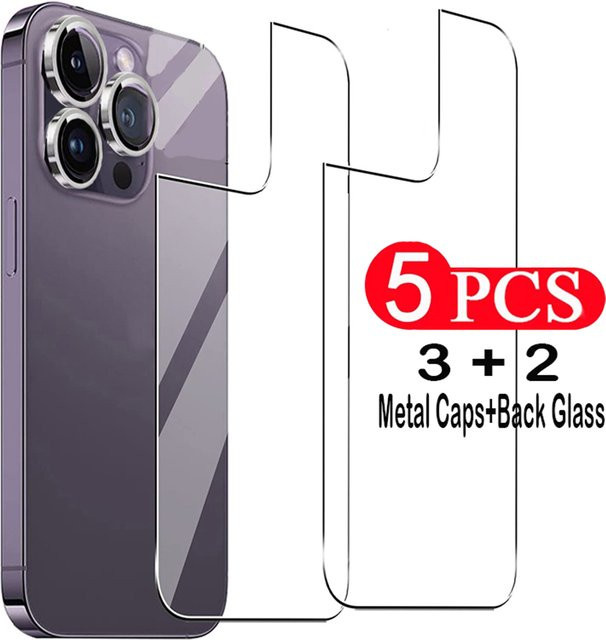 Fudusaidman 5in1 Schutzset für iPhone 11 bis 16 Pro Max: Klares gehärtetes Glas Rückseitenfolie und 3 Linsenschutz-Kits in Transparent - Bild 1