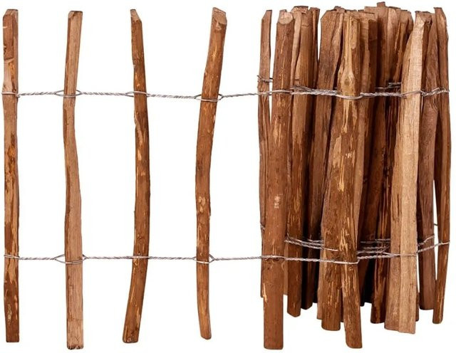 vidaXL Palisadenzaun aus imprägniertem Haselnussholz, Braun, H: 60 cm, B: 500 cm - Bild 1