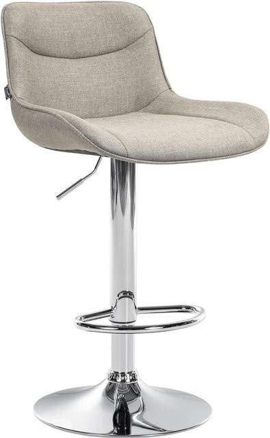 DELUKE Barhocker RAGAD höhenverstellbarer Barstuhl mit Lehne, drehbar, Stoff Taupe, Silber, B/T/H: 49 x 51 x 85 cm - Bild 1