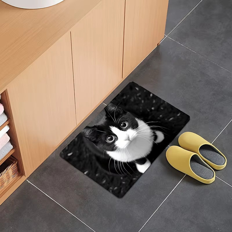 VIKAMA Fußmatte mit Kätzchen-Motiv in Multicolor für Eingangsbereich, Badezimmer oder Küche - Bild 2