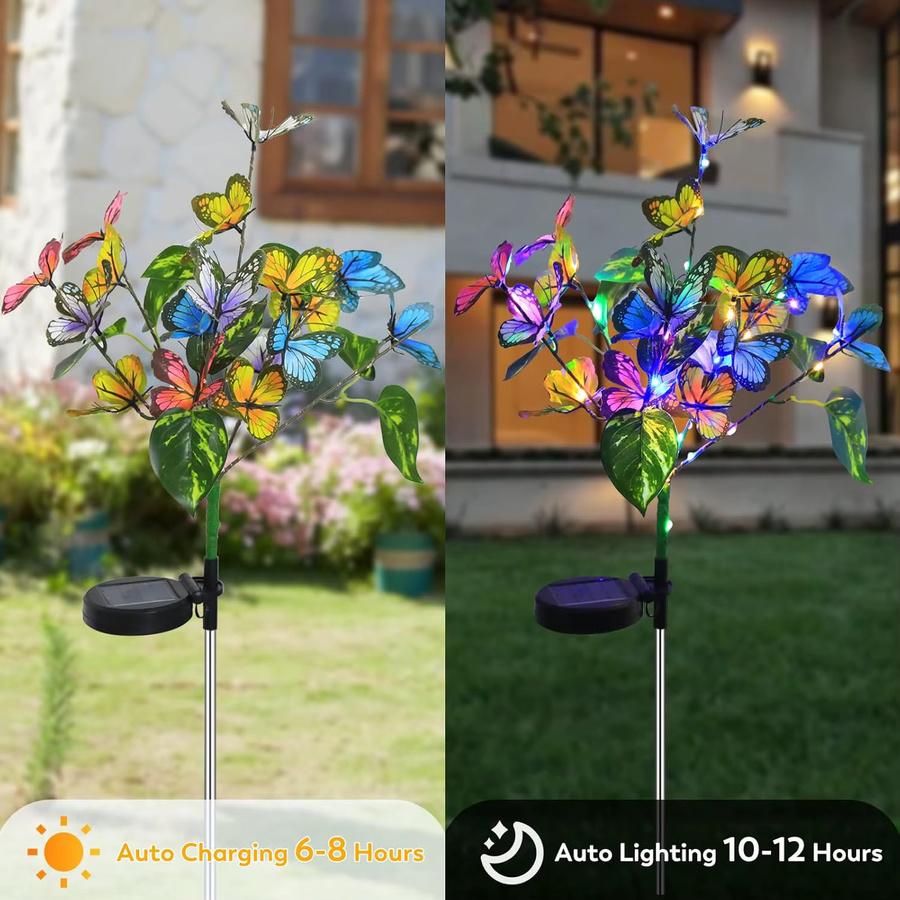 DBF Solar-Schmetterlingsblumen-Bodenlampe in Mehrfarbig mit RGB-Beleuchtung für Garten und Hof - Bild 3