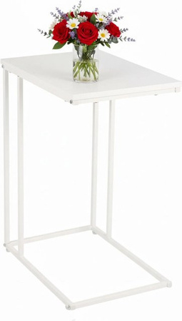 Relaxdays Beistelltisch in C-Form aus MDF und Eisen in Weiß im Industrial-Design, B/T/H: 64 x 50 x 35 cm