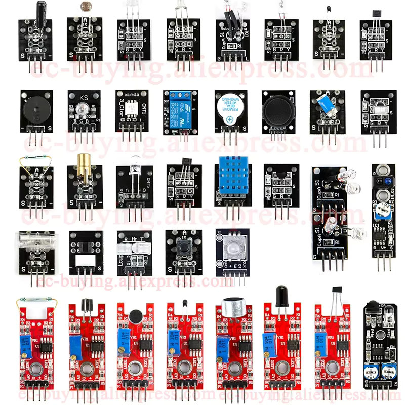 EC Buying 37-in-1 Sensoren-Module Starter-Kit mit Box für Arduino, Raspberry Pi, STM32, ESP32 und Mikrocontroller, Multicolor - Bild 3
