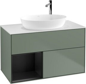 V&B Waschtischunterschrank Finion 100 mit Wandbeleuchtung in Weiß lackiert, B/T/H: 100 x 50,1 x 50,1 cm - Bild 1