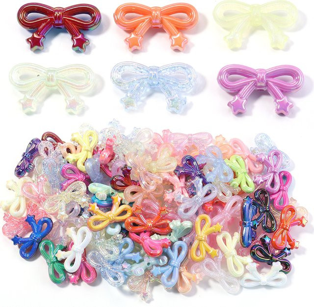 lingsai Bowknot Spacer Perlen, Acryl, Mehrfarbig, 19,5x33,5mm, Unisex - Bild 1