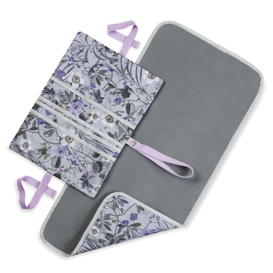 Hauck Windeltasche Change N Walk mit Wickelunterlage in Floral Grey und Purple mit Tragegurt - Bild 1
