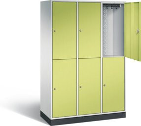C+P Spind Intro doppelstöckig XL mit Türen, Korpus Lichtgrau, Front Viridigrün, H: 195,0 cm, B: 122,0 cm, T: 49,0 cm - Bild 1