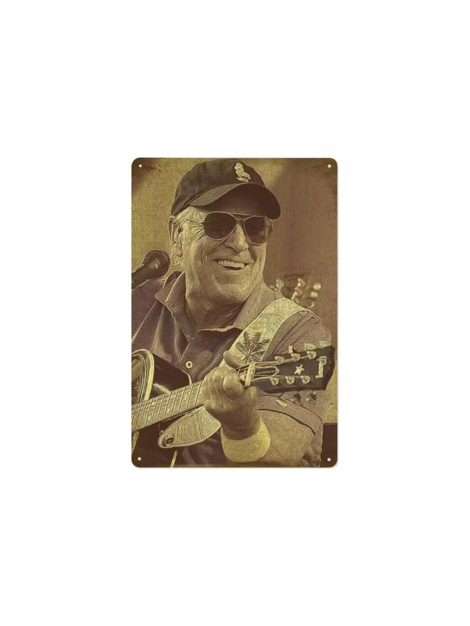 BIUUOP Jimmy Buffett Vintage 23 Metall-Blechschild Wanddekoration aus Aluminium, Mehrfarbig, Breite: 20,0 cm, Höhe: 14,0 cm - Bild 2
