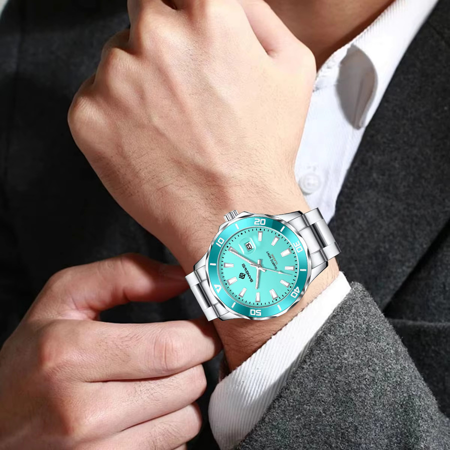 BANGWEI Armbanduhr Quarz, Edelstahl, Silber, Silikon, Herren - Bild 4