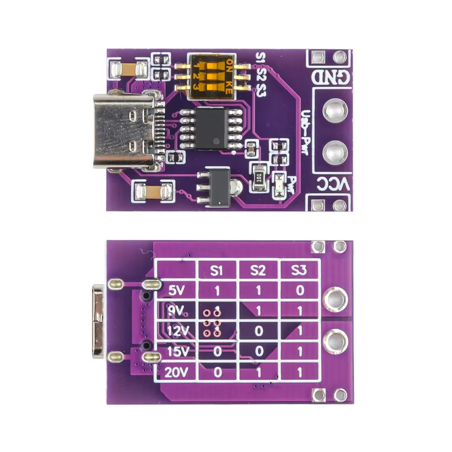 USB-C Schnelllade-Decoy-Trigger für PD, QC und AFC mit Unterstützung von 5V, 9V, 12V, 15V und 20V in Violett - Bild 2