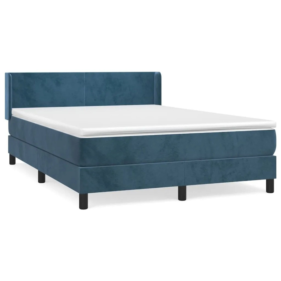 vidaXL Boxspringbett mit Matratze Dunkelblau Samt B/T: 140 x 200 cm - Bild 2
