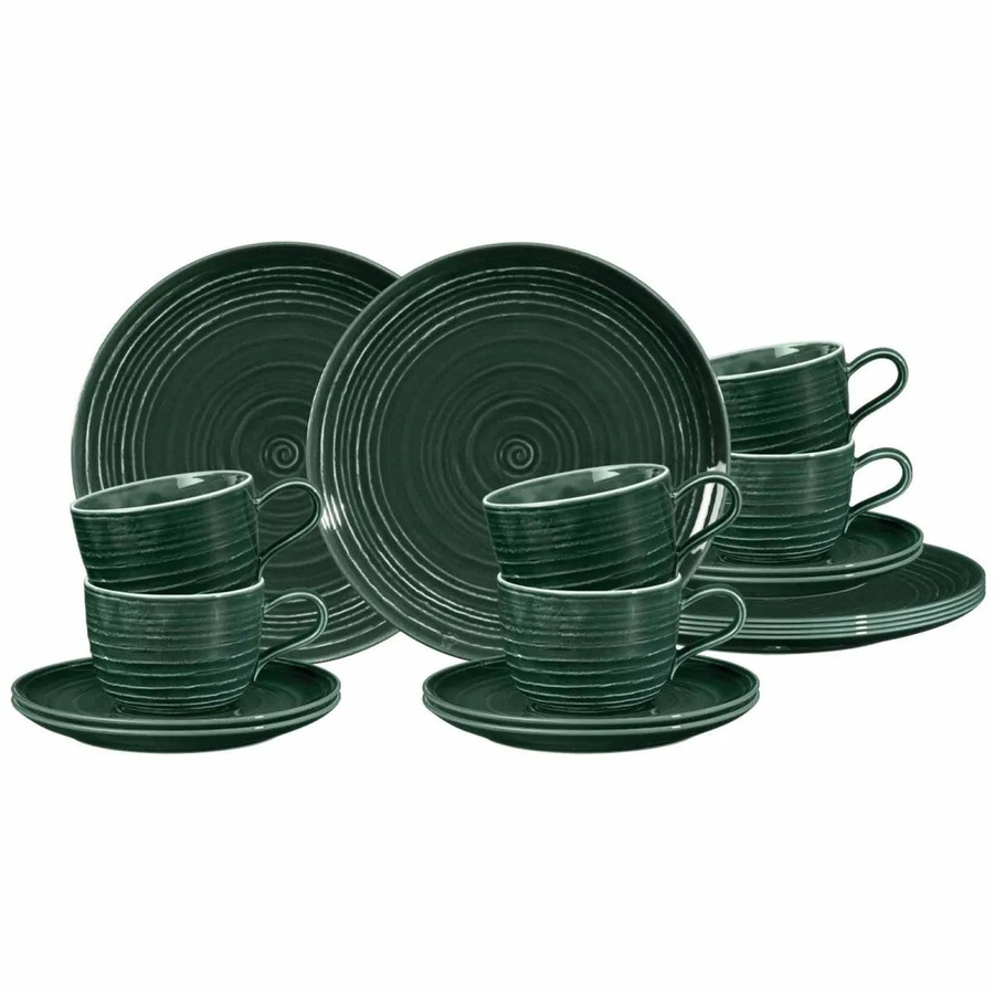 Seltmann Weiden Kaffeeservice Terra 18-teilig in Moosgrün aus Keramik - Bild 3