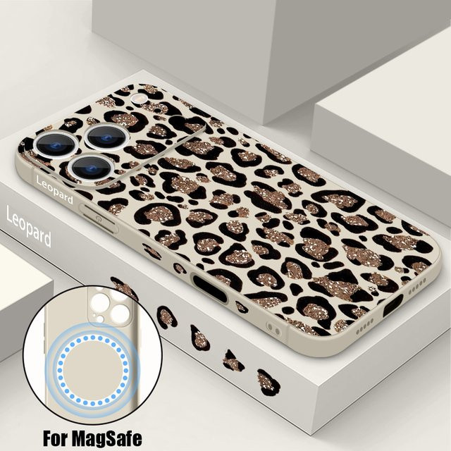 Sukoly MagSafe Handyhülle mit Leopardenmuster in Braun für iPhone 17e 17 Pro Max 16 15 14 13 12 Pro Max 11 aus weichem TPU - Bild 1