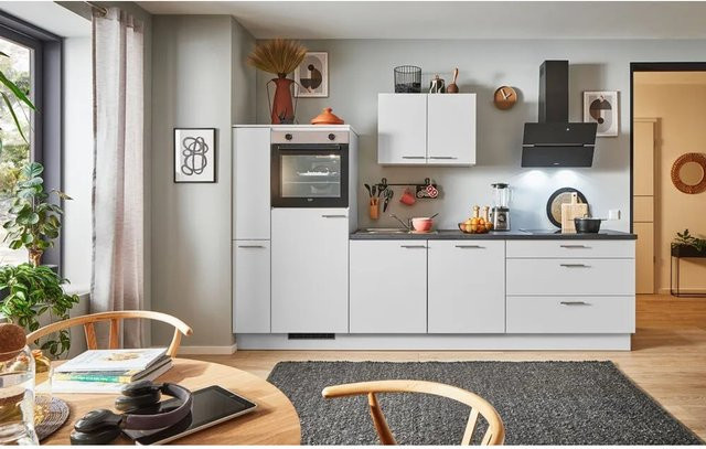pino Küchenzeile Lichtgrau mit 1 Geräte- und 1 Apothekerschrank, Breite: 300 cm, Höhe: 174 cm, Tiefe: 60 cm - Bild 1