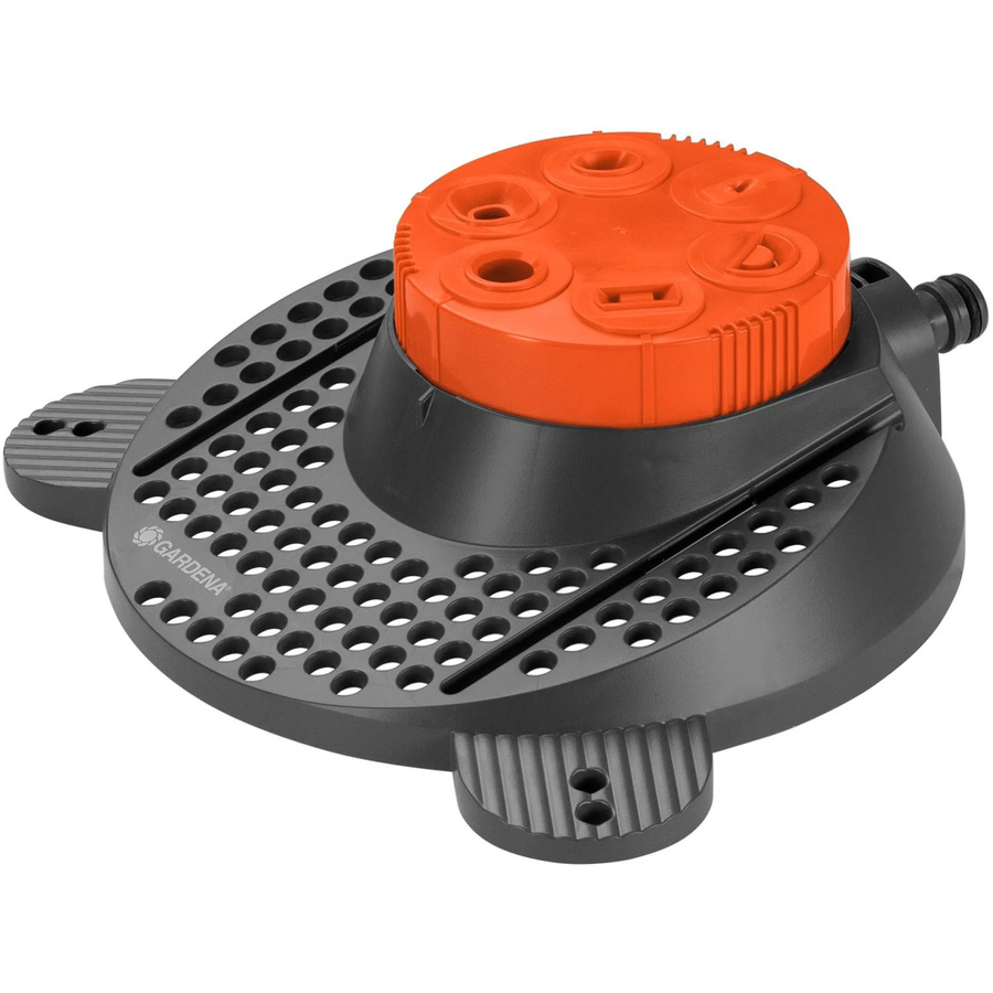 Gardena Classic Boogie Vielflächenregner mit 6 Flächen in Grau/Orange mit Schmutzsieb und 3/4 Zoll Anschluss für 10 bis 100 m² - Bild 2