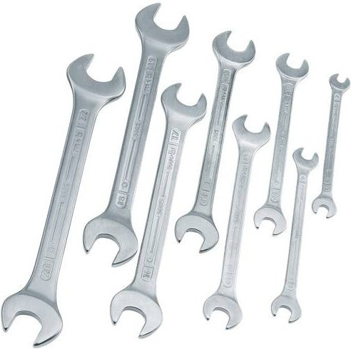 MOB 9005000101 Doppel-Maulschlüssel-Satz 8-teilig aus Chrom-Vanadium in Silber, Schlüsselweite 6 - 22 mm (Metrisch) - Bild 1