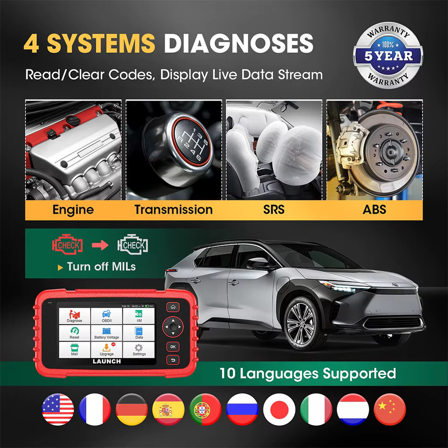 LAUNCH CRP129X OBD2 Diagnosewerkzeug Automotive Scanner für Vier-System-Diagnose in Rot - Bild 2