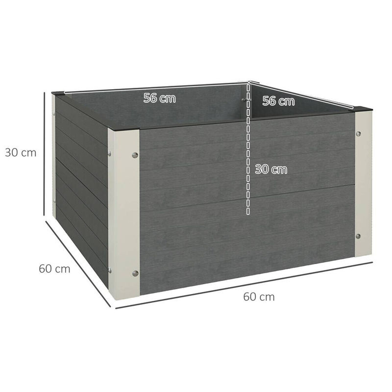 Outsunny Hochbeet aus Polypropylen in Grau, B/H/L: 60 x 60 x 30 cm - Bild 2