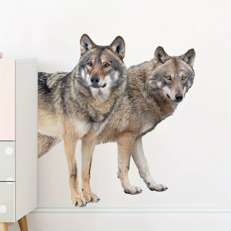 BRUP Aquarell Wolf Wandtattoo Mehrfarbig Abnehmbare Wanddekoration für Kinderzimmer und Wohnzimmer - Bild 2