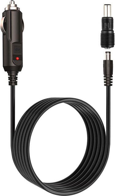 April Ample DC5521 DC7909 auf 12 V 24 V Zigarettenanzünderkabel für tragbare Kraftwerke, Schwarz, Länge: 1,5 m - Bild 1
