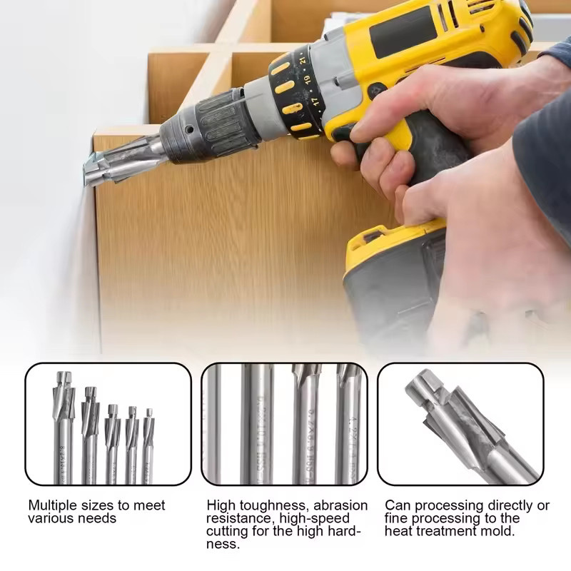 Chowmaster HSS Senkerfräser-Set in Silber mit 4 Nuten für CNC, inklusive M3, M4, M5, M6 und M8 Pilot-Schlitzwerkzeug - Bild 3
