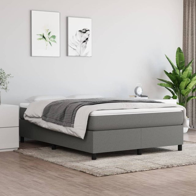 vidaXL Boxspringbett Dunkelgrau mit Stoffbezug B/T/H: 140 x 190 cm - Bild 3