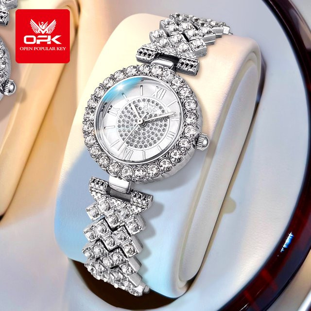 OPK Armbanduhr Edelstahl, Quarz, Diamant, Silber, Damen - Bild 1