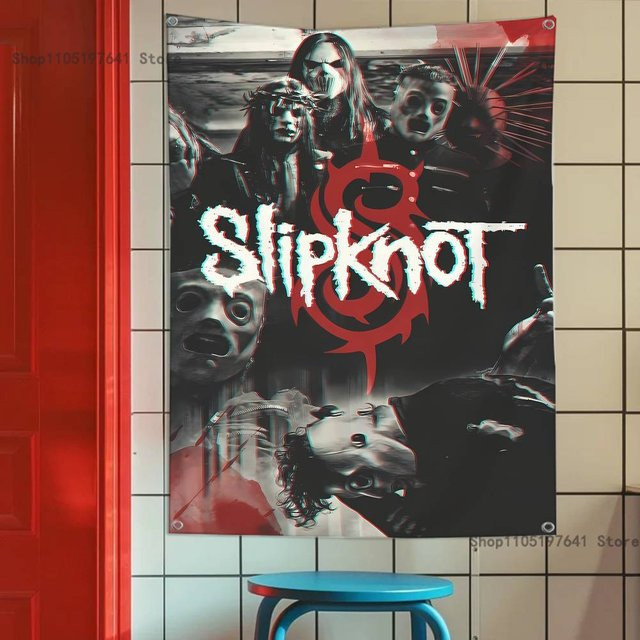 Slipknot Band Wandteppich Banner als Wanddekoration in Schwarz, Breite: 150 cm, Höhe: 200 cm - Bild 1