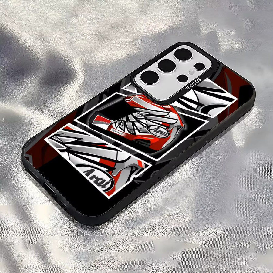 Silikon Handyhülle im Arai Moto Helm Design für Samsung Galaxy S25 S24 S23 S22 S21 S20 Ultra in Silber und Bunt - Bild 5