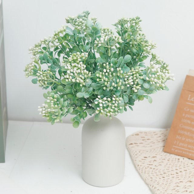 2er-Set Kahaul Künstliche Grüne Beerenblumen-Bouquets mit weißen Akzenten für Hochzeitsdekoration und Wohnzimmer - Bild 1
