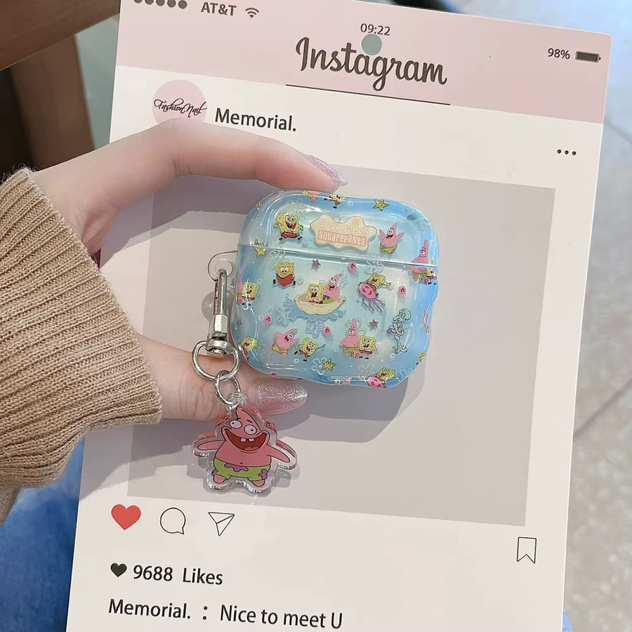SpongeBob Schwammkopf und Patrick Star Kopfhörerhülle für Apple AirPods 1 2 3 4 Pro 2 3 Schutzhülle für kabellose Bluetooth-Kopfhörer - Bild 3