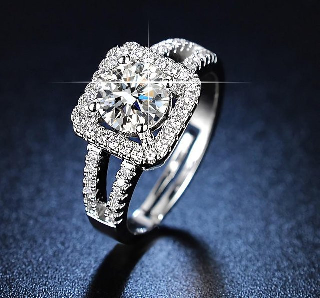 Wucifang Jewelry Ring, 925 Silber, Kristall, Weiß, Damen - Bild 1