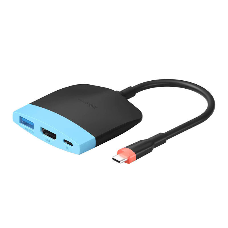 Hagibis Tragbare USB-C TV-Dockingstation für Nintendo Switch 1/2/OLED und Macbook, 4K 60Hz HDMI, 100W PD und USB 3.0, Schwarz/Blau - Bild 5
