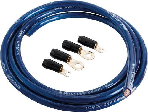 Sinuslive Car HiFi Stromkabel-Set 25mm² vergoldet in Gold und Blau - Bild 1