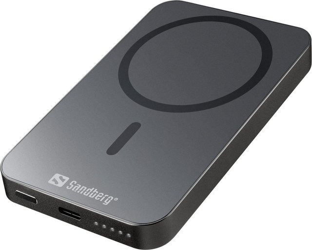 Sandberg Mag Wireless Powerbank 5000 ALU Schwarz mit 5000 mAh und Power Delivery sowie USB-C Anschluss - Bild 1