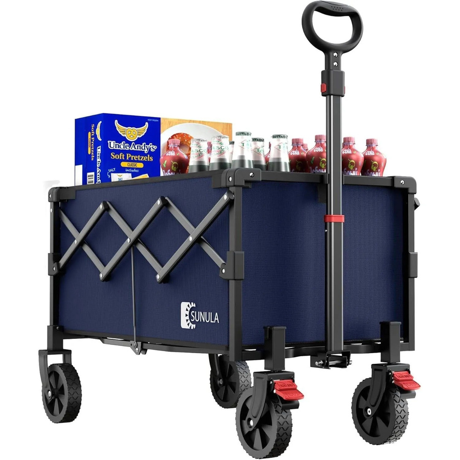 SUNULA Bollerwagen faltbar in Blau mit 80L Volumen und 100KG Tragkraft - Bild 2
