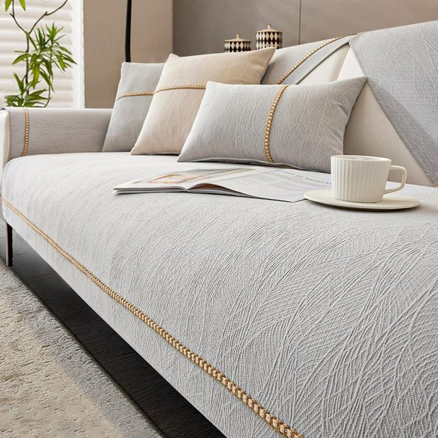 Rutschfester Chenille-Sofabezug von Your Warm Home in Grau, einfarbig und universell einsetzbar, Breite: 180 cm, Tiefe: 110 cm - Bild 1