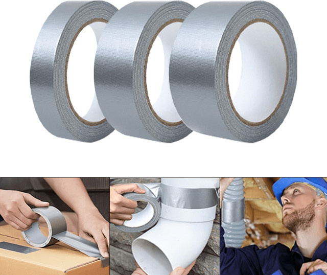Hochklebendes silbergraues Stoffband als strapazierfähiges Teppichband und wasserfestes Verpackungsband, Länge: 10 m - Bild 1