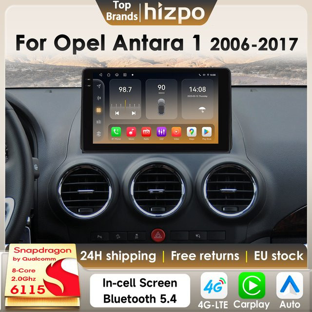 Hizpo Carplay Android Auto Autoradio für Opel Antara 1 (2006–2017) mit Qualcomm Snapdragon 6115, GPS, 4G und 360 Kamera in Schwarz - Bild 1