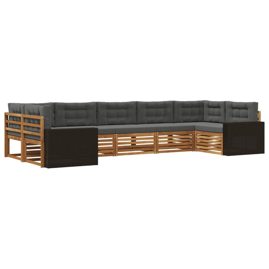 vidaXL Outdoor-Sofagarnitur aus Akazienholz in L-Form mit Kissen, Farbe: Anthrazit und Natur - Bild 2