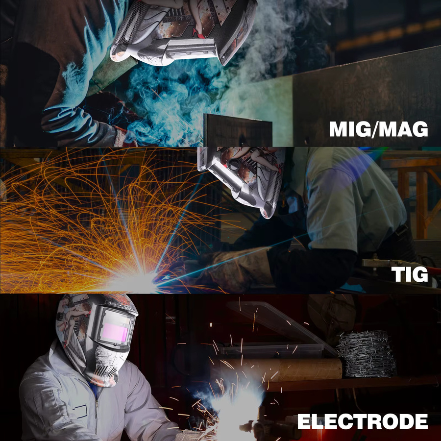 SAFEUP Schweißmaske mit automatischer Verdunkelung für MIG MAG MMA Schweißgeräte, solarbetriebene Schweißer-Schutzmaske, getönt - Bild 5
